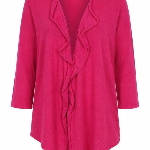 Text Womens Pink V-Neck Herringbone Acrylic Cardigan Jumper Size S