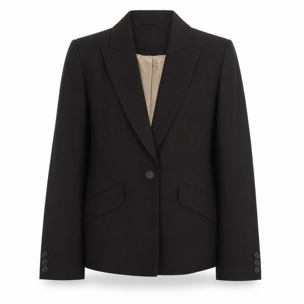 Front view of ESPRIT women’s brown polyester jacket suit jacket, size UK 12