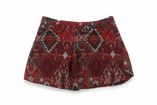 Zara Girls Red Geometric Polyester A-Line Skirt Size 5 Years Regular Zip