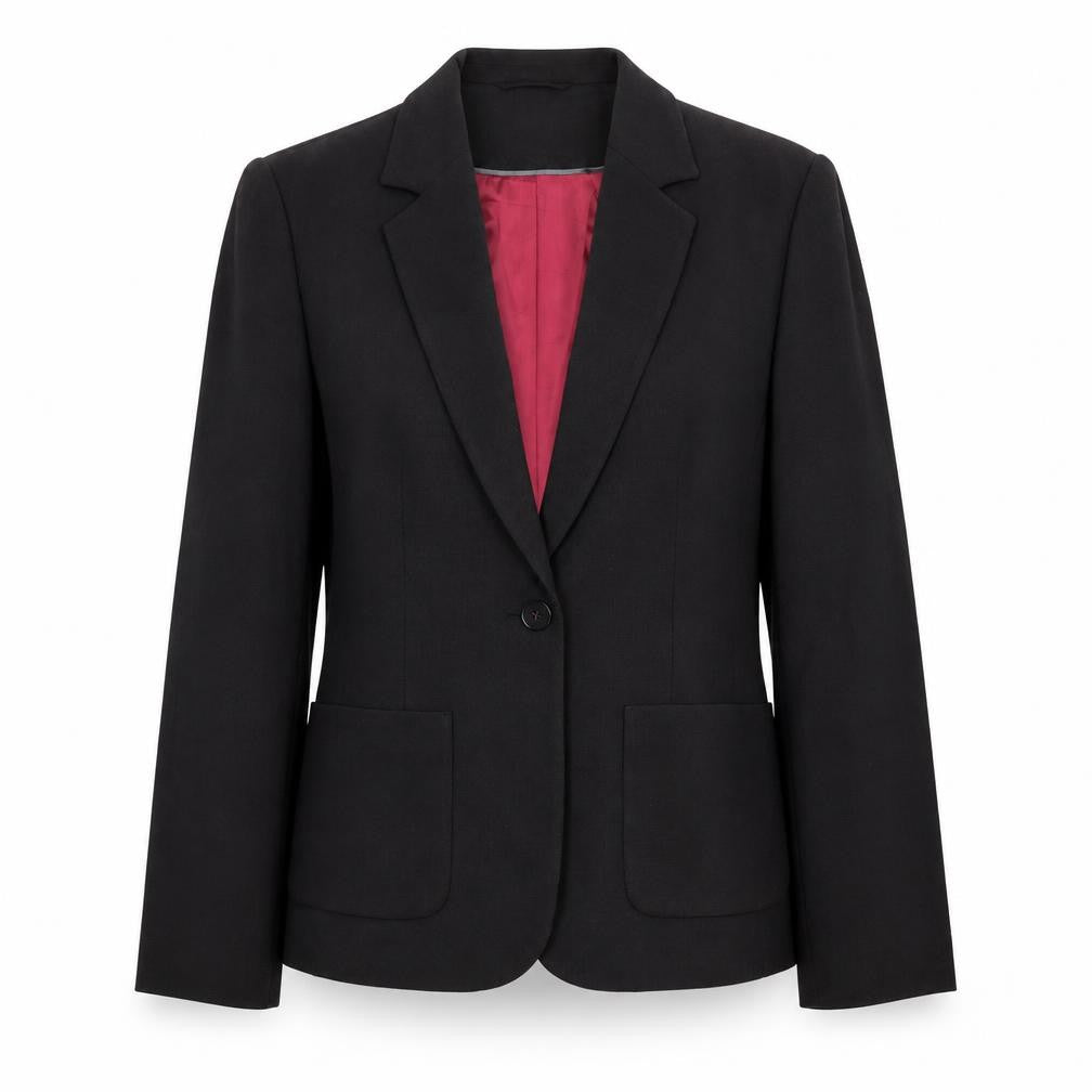 Front view of Marks & Spencer women’s grey polyester jacket blazer, size UK 12
