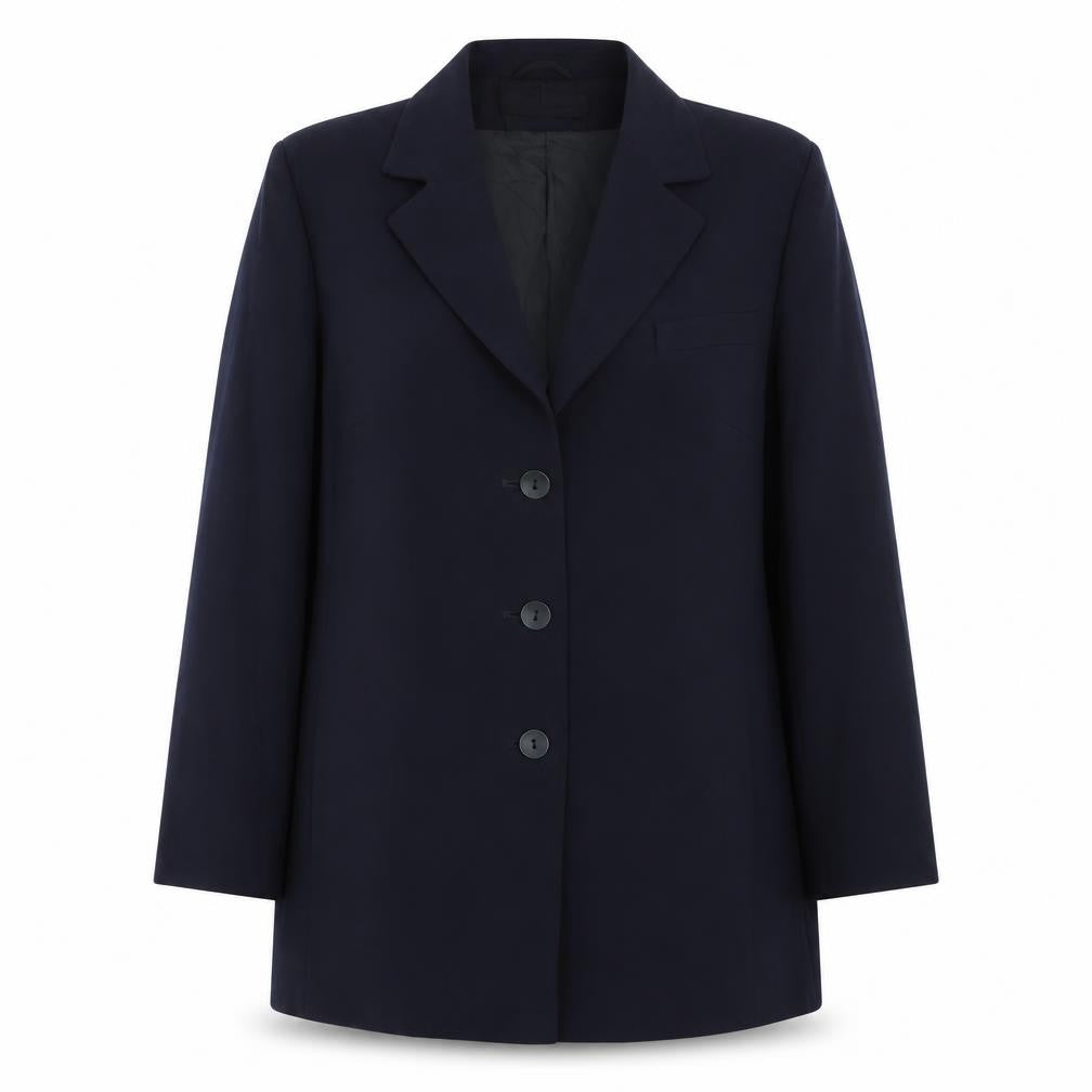 Front view of Bianca women’s blue polyester jacket suit jacket, size UK 12
