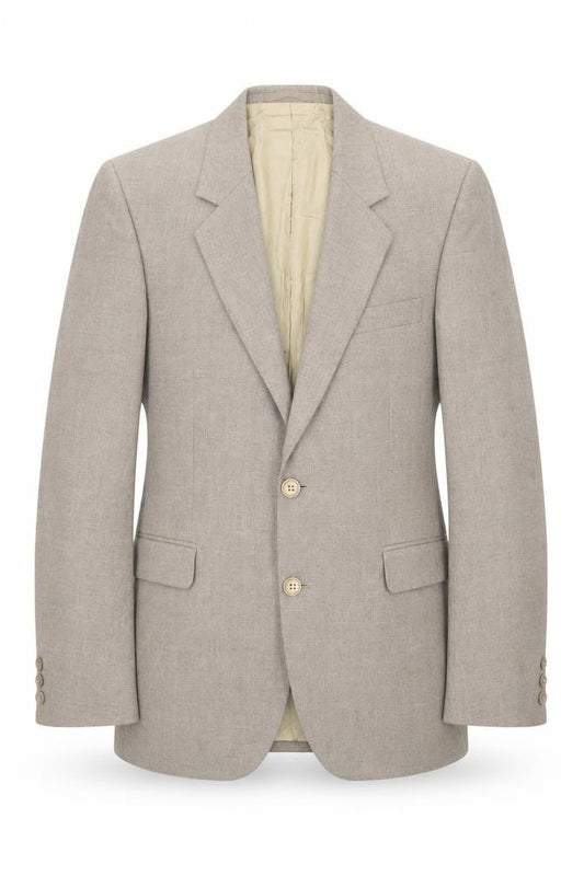 Front view of Finesse men’s beige polyester jacket suit jacket, size 38, regular