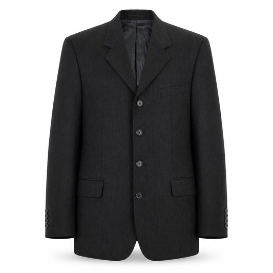 Front view of Charlton Gray men’s grey polyester jacket suit jacket, size 42, regular