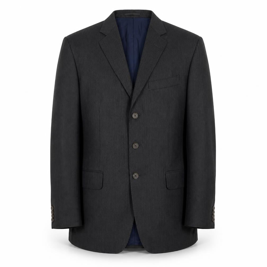 Arthur & Fpx Mens Grey Striped Wool Jacket Suit Jacket Size 40 Regular