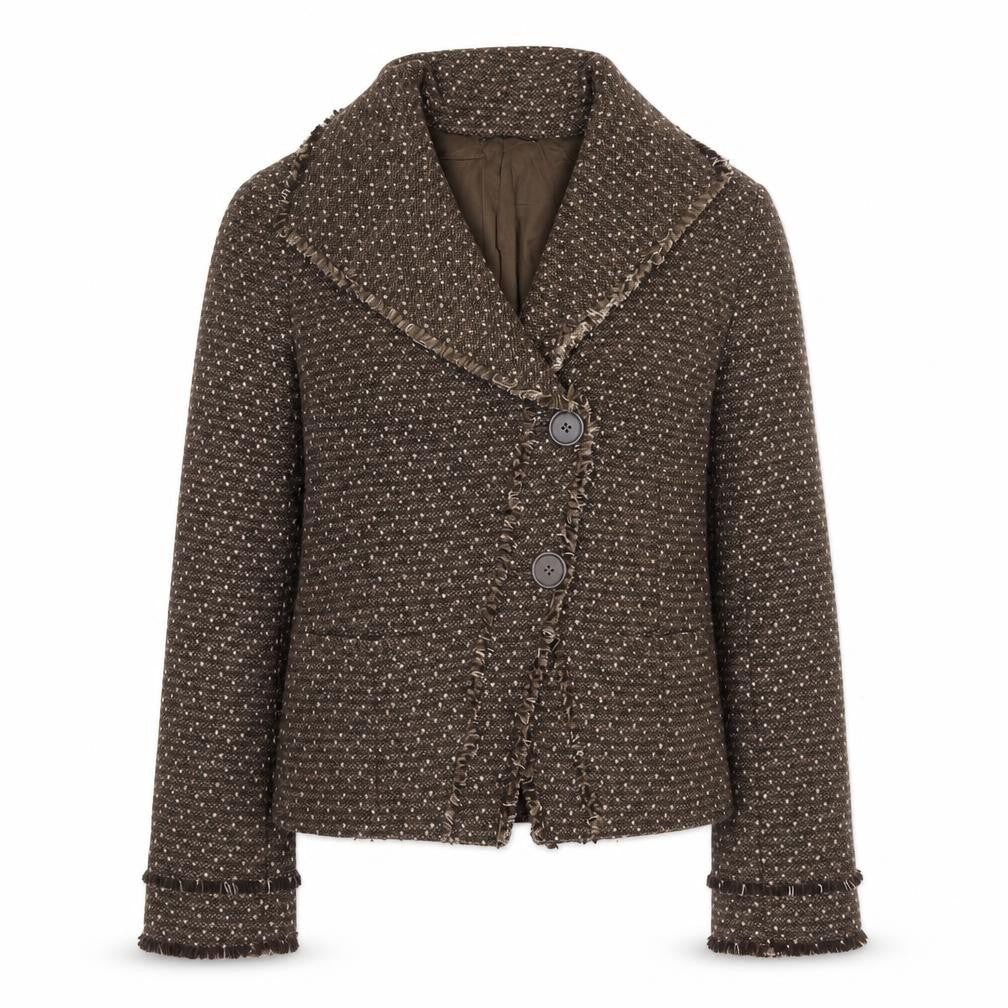 Front view of VILA women’s brown wool jacket blazer, size M
