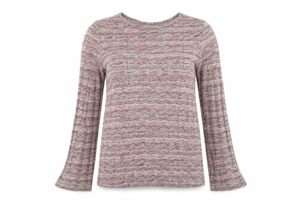 Front view of Next women’s red round neck acrylic jumper, size UK 8