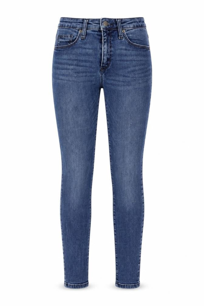 Front view of Universal Thread women’s blue cotton skinny jeans, size UK 6, regular zip