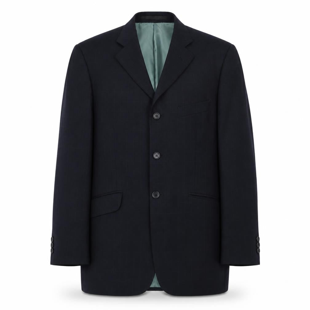Front view of Marks & Spencer men’s blue wool jacket suit jacket, size 40, regular
