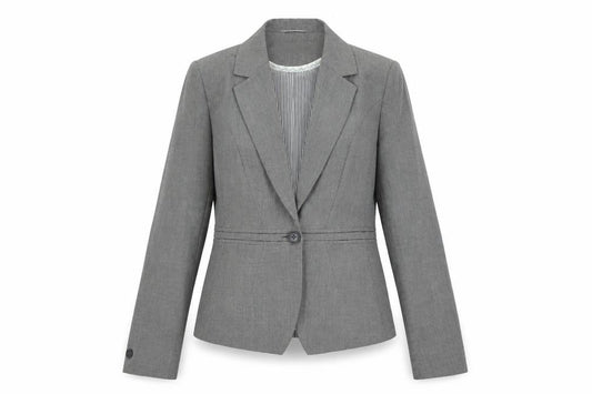 Front view of Next women’s grey polyester jacket blazer, size UK 12