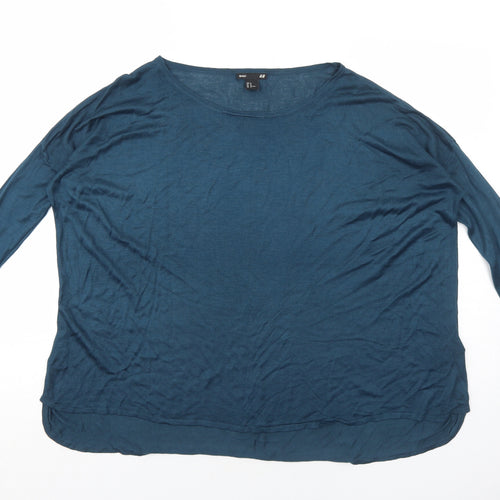 H&M Womens Blue Boat Neck Acrylic Pullover Jumper Size M