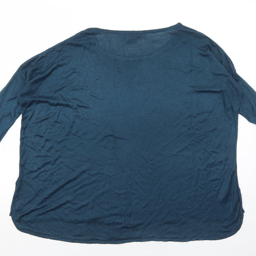 H&M Womens Blue Boat Neck Acrylic Pullover Jumper Size M