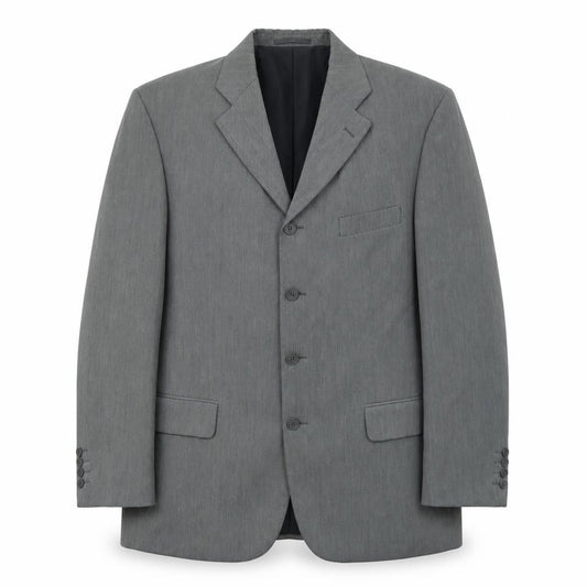 Front view of Sensitivo men’s grey polyester jacket suit jacket, size 44, regular