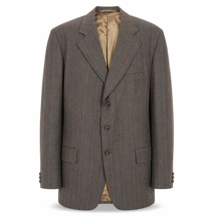 John Atkinson Mens Brown Striped Wool Jacket Blazer Size 42 Regular