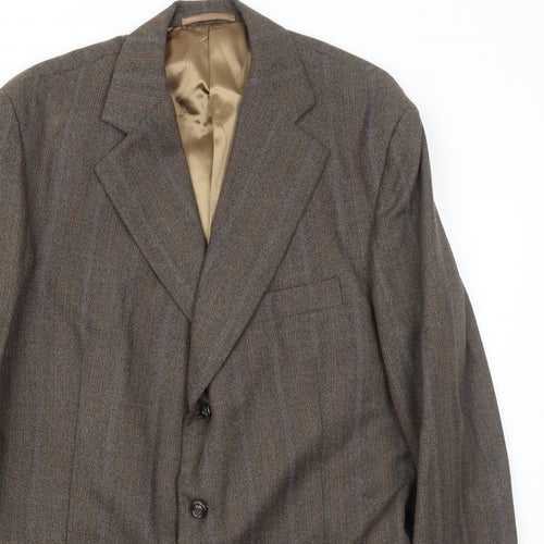 John Atkinson Mens Brown Striped Wool Jacket Blazer Size 42 Regular