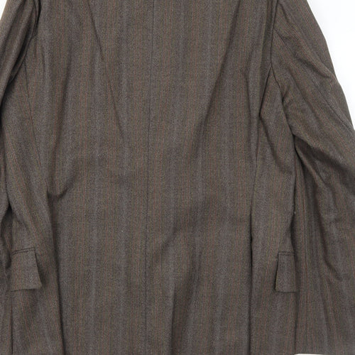 John Atkinson Mens Brown Striped Wool Jacket Blazer Size 42 Regular