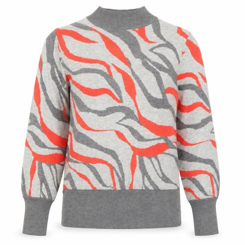 Marks and Spencer Womens Grey High Neck Geometric Viscose Pullover Jumper Size S