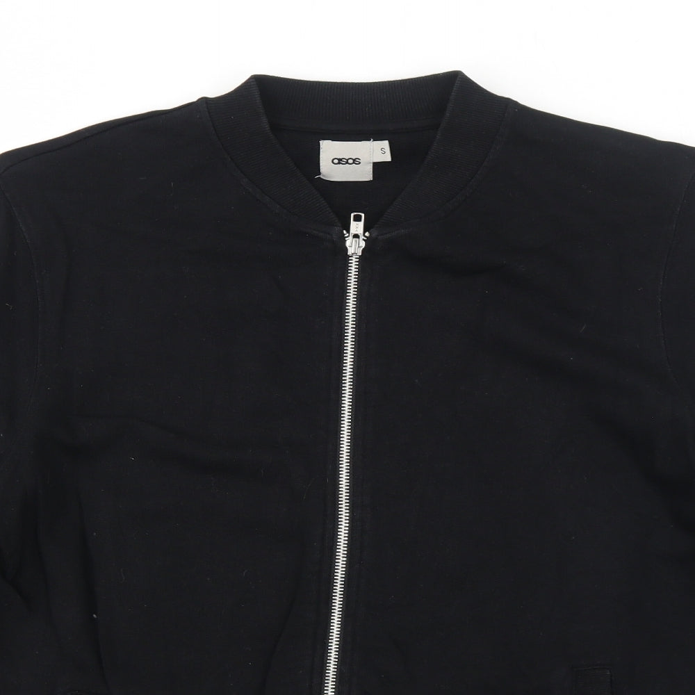 ASOS Mens Black Polyester Full Zip Sweatshirt Size S Zip