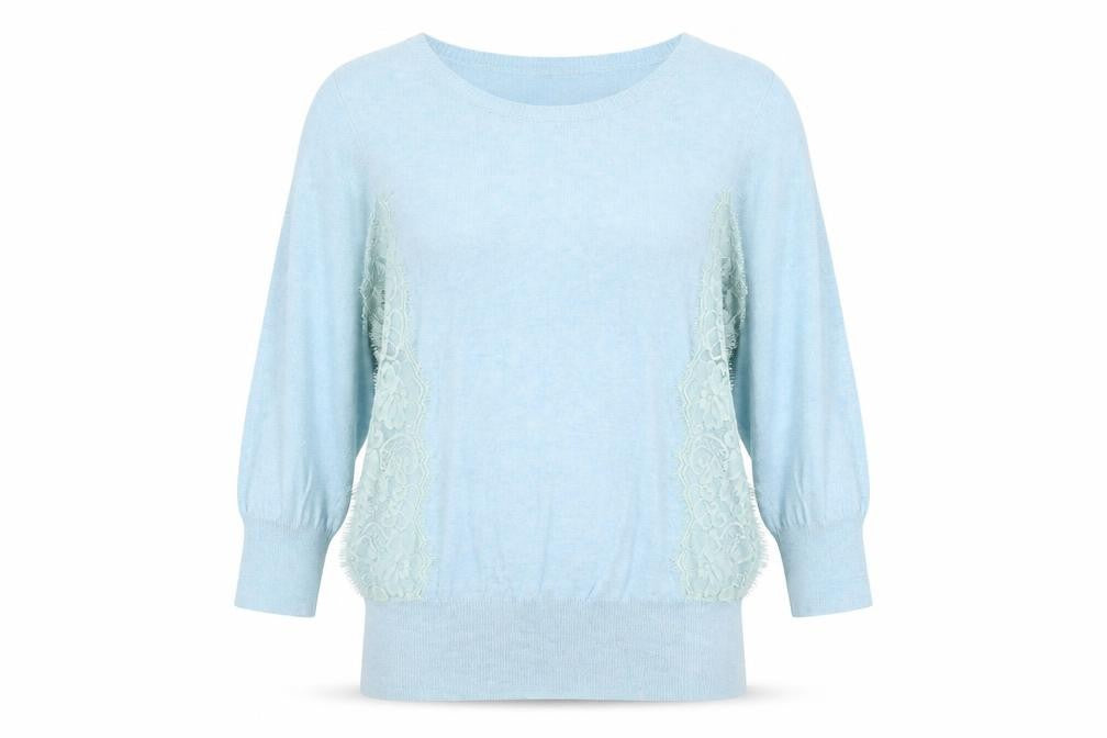 Dorothy Perkins Womens Blue Round Neck Herringbone Cotton Pullover Jumper Size 12