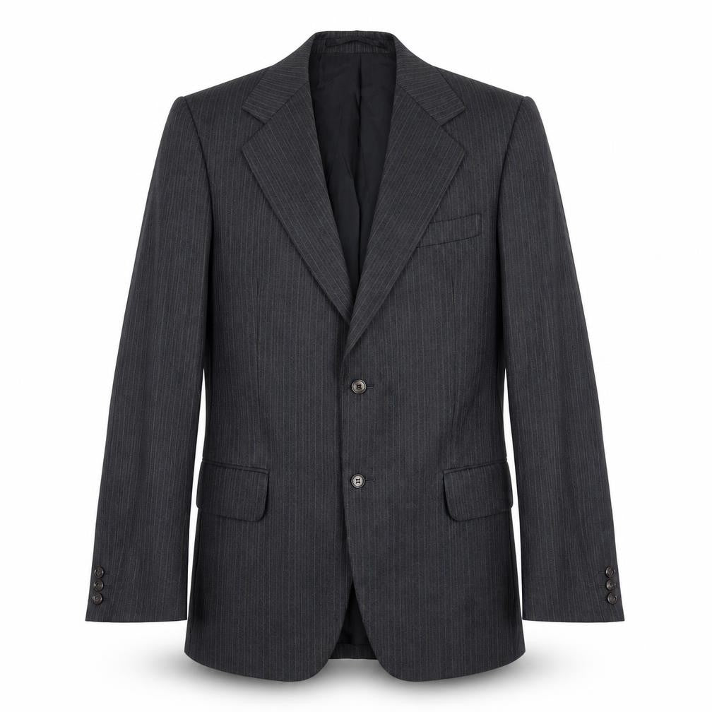 Front view of Pure men’s grey striped wool jacket suit jacket, size 38, regular