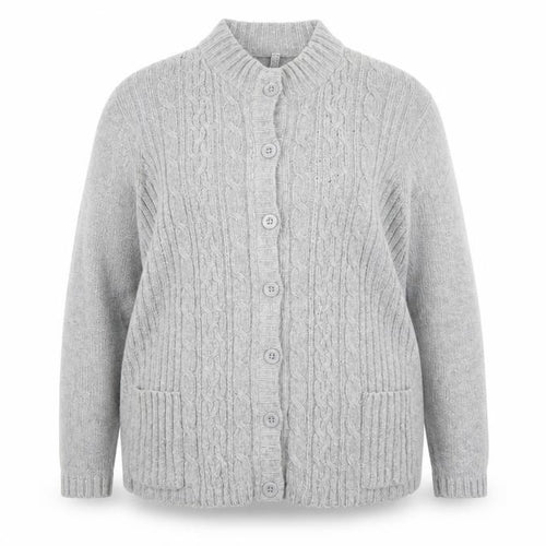 EWM Womens Grey Round Neck Acrylic Cardigan Jumper Size 20