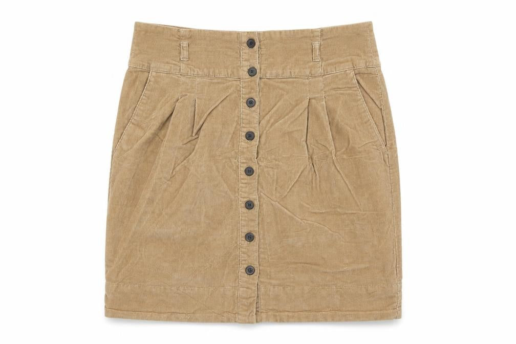 Zara Womens Brown Cotton A-Line Skirt Size L Button