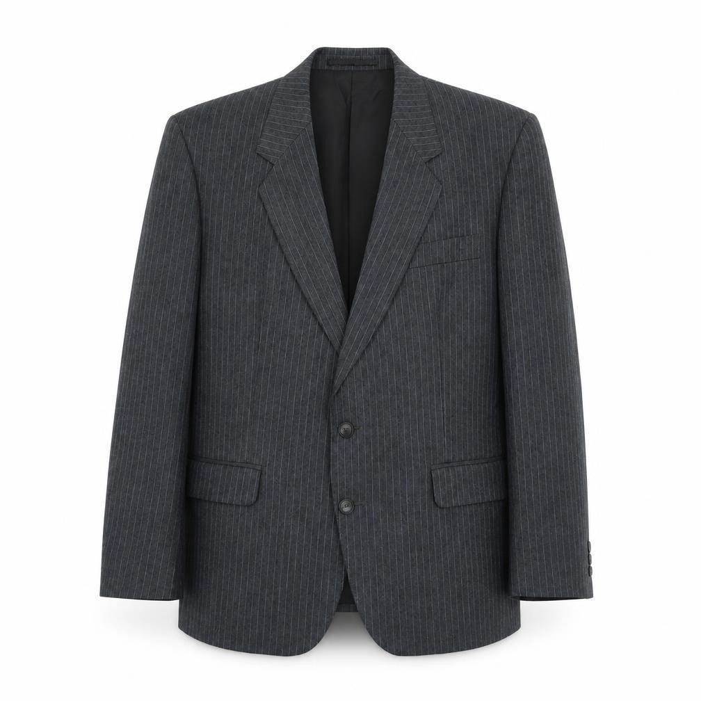 Front view of Hodges men’s grey striped wool jacket suit jacket, size 44, regular