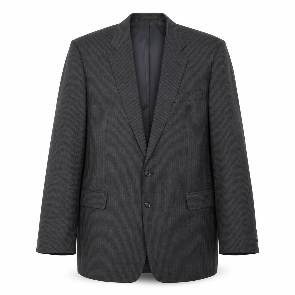 Greenwoods Mens Grey Striped Wool Jacket Suit Jacket Size 46 Regular