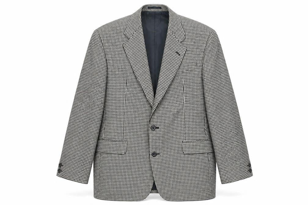House of Fraser Mens Black Geometric Wool Jacket Blazer Size 40 Regular