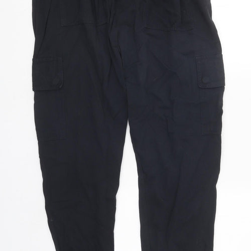 MnMl Womens Blue Polyester Cargo Trousers Size M L32 in Regular Drawstring - Adjustable Waist