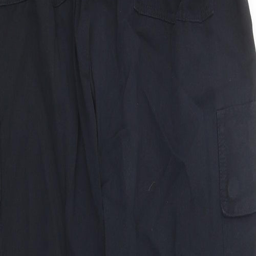 MnMl Womens Blue Polyester Cargo Trousers Size M L32 in Regular Drawstring - Adjustable Waist