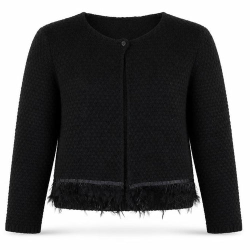PHO Womens Black Roll Neck Acrylic Cardigan Jumper Size S