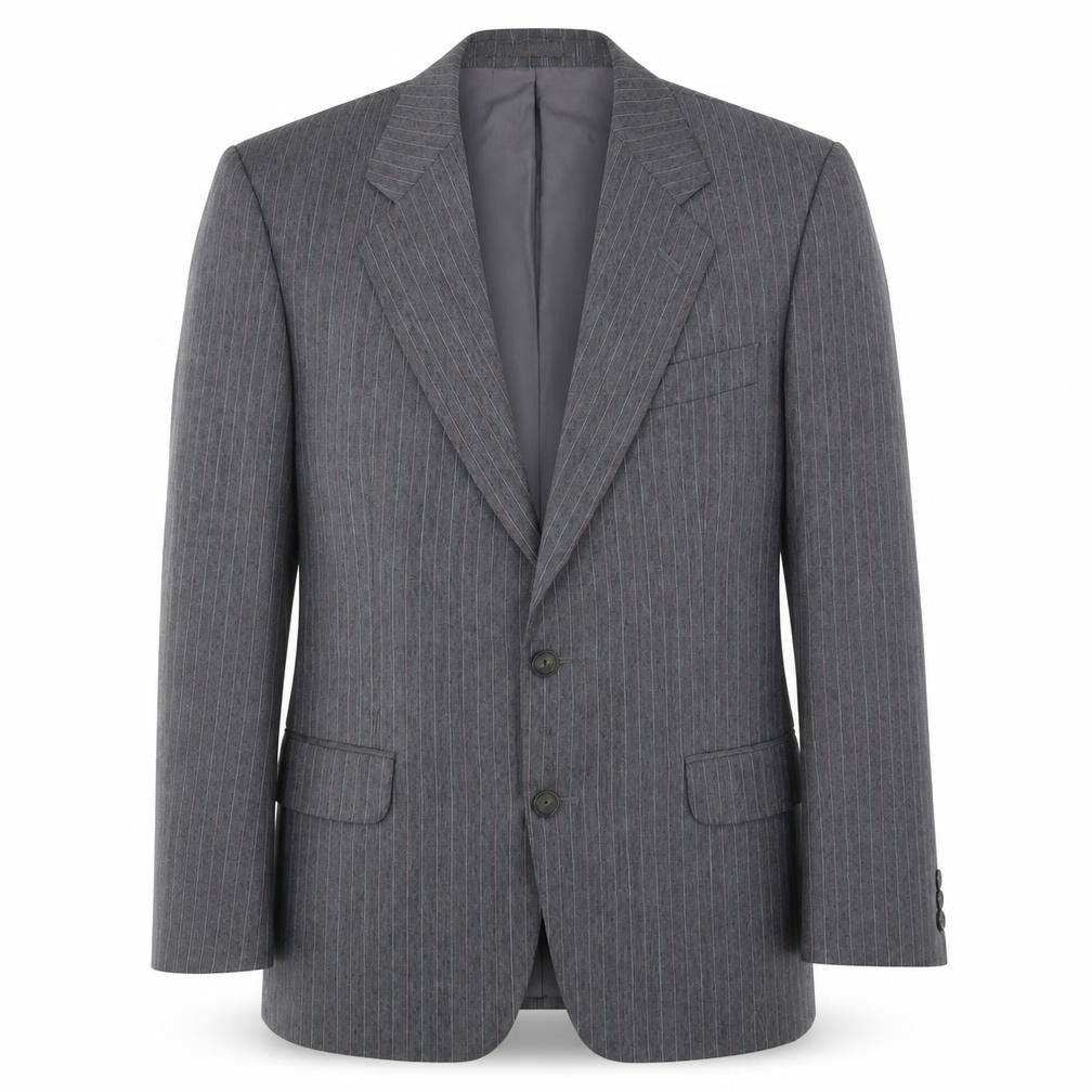 Front view of St Michael men’s grey striped wool jacket suit jacket, size 38, regular