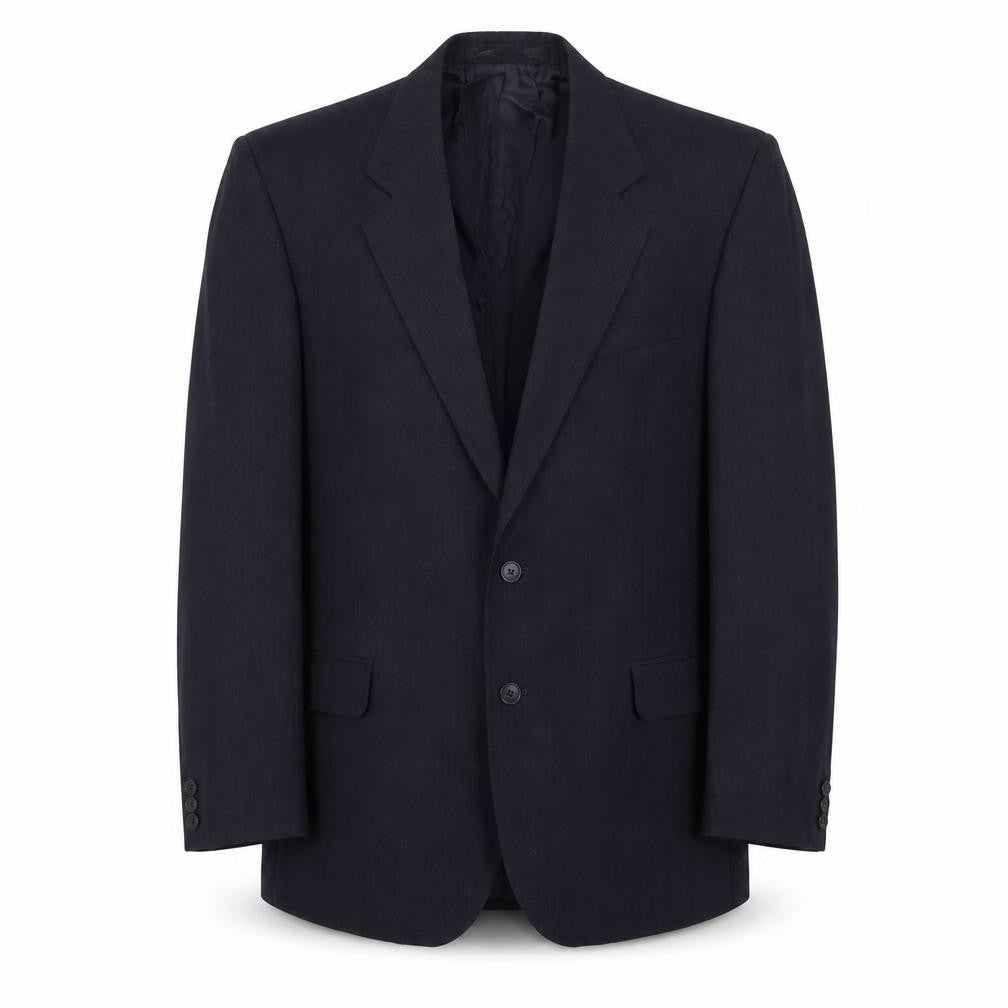 Front view of Marks & Spencer men’s blue polyester jacket suit jacket, size 42, regular