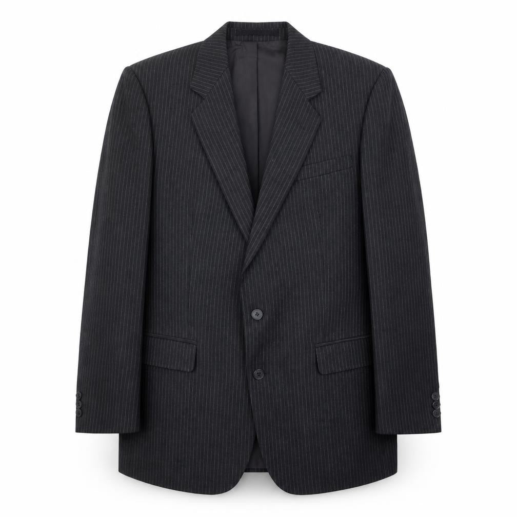 Burton Mens Black Striped Wool Jacket Suit Jacket Size 42 Regular