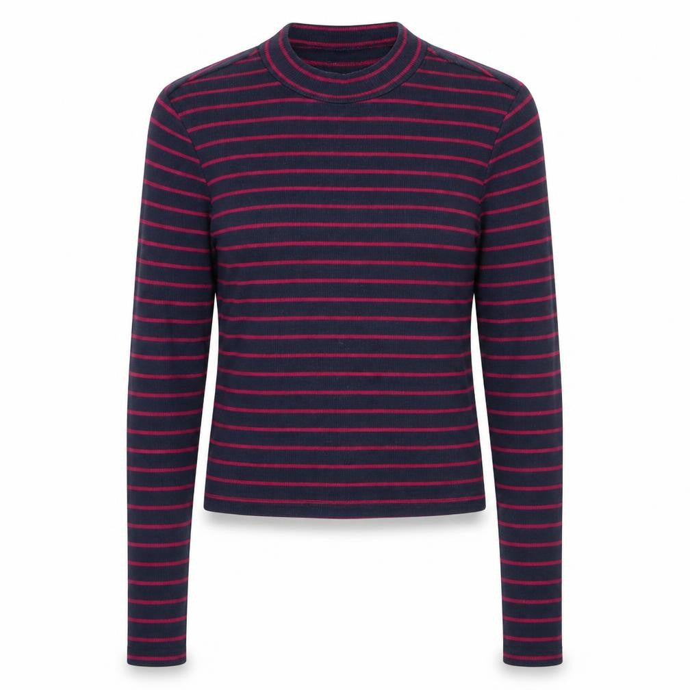 Divided by H&M Womens Blue Round Neck Striped Cotton Pullover Jumper Size M