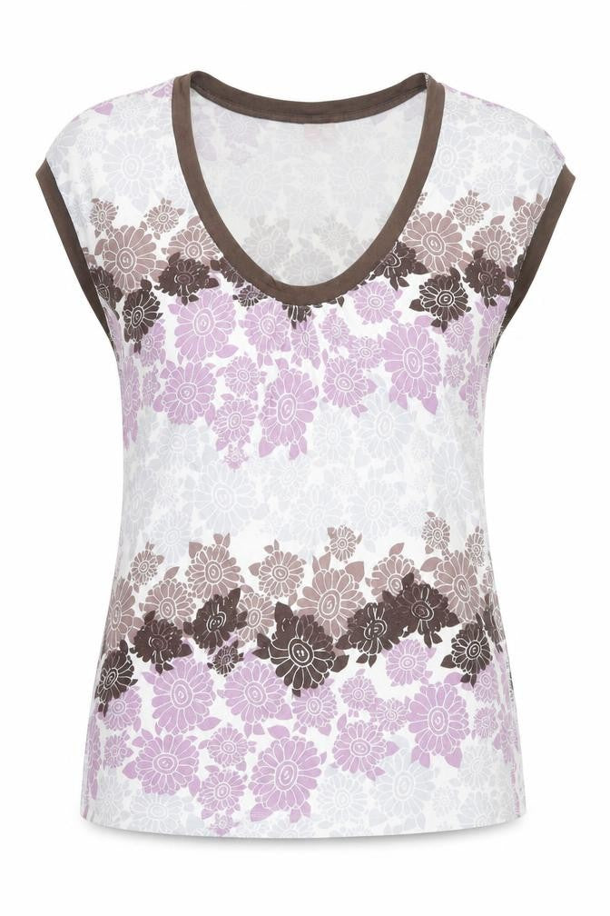 Spirit Womens Multicoloured Floral Cotton Basic T-Shirt Size L Scoop Neck