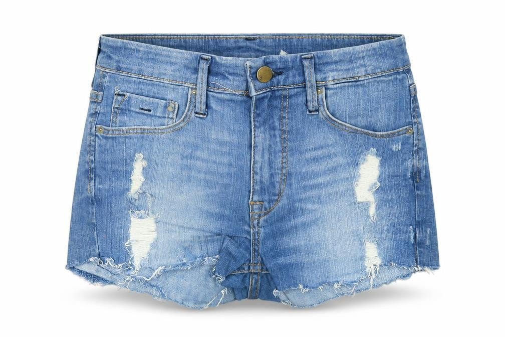 &Denim Womens Blue Cotton Cut-Off Shorts Size 4 Regular Zip