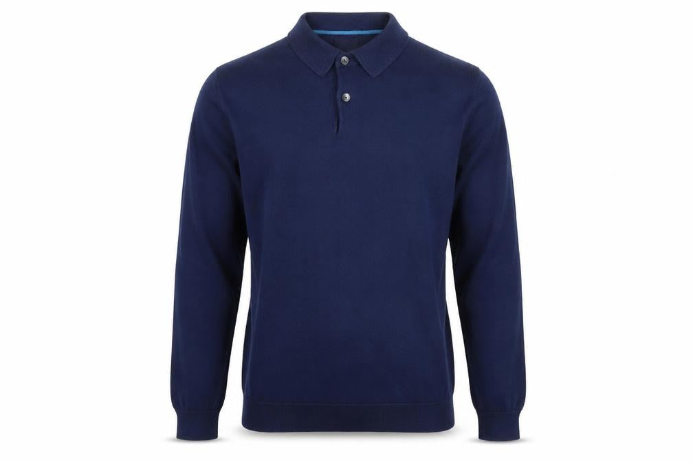 Front view of Next men’s black collared cotton jumper, size S, long sleeve