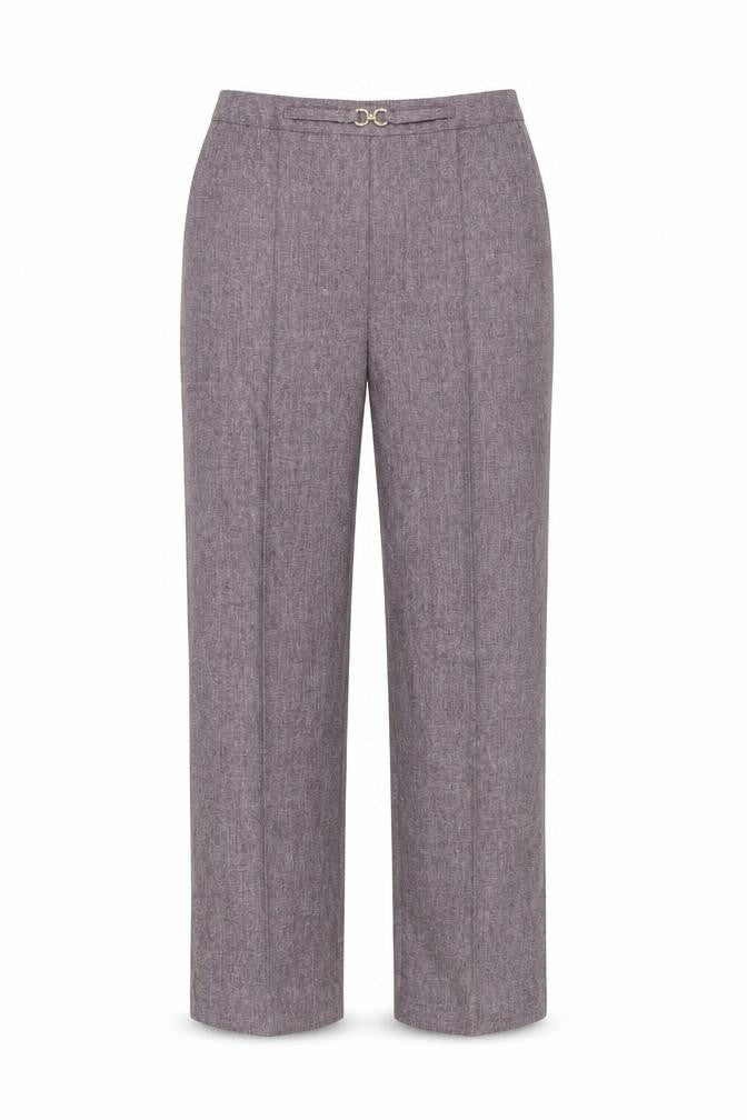 Front view of Damart women’s purple polyester trousers, size UK 12, regular