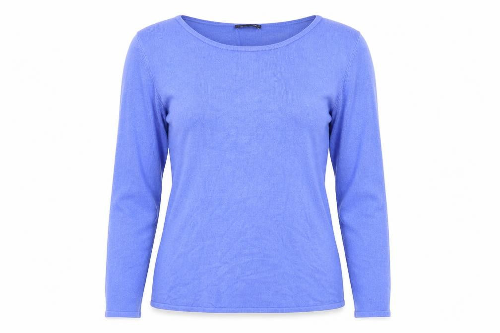 Bonmarché Womens Blue Round Neck Acrylic Pullover Jumper Size XS