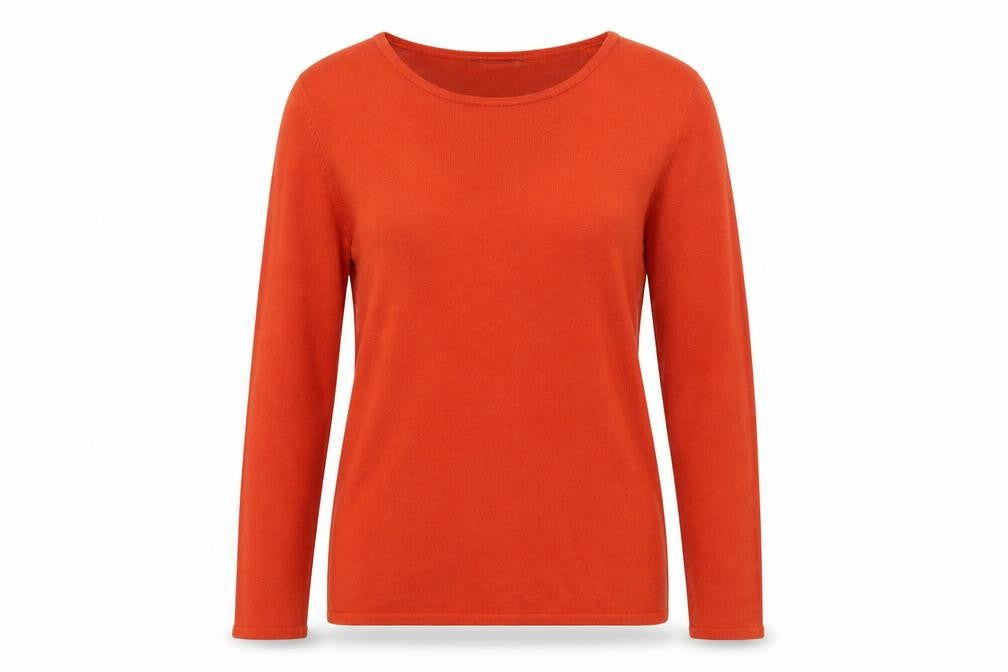 Bonmarché Womens Orange Round Neck Acrylic Pullover Jumper Size M