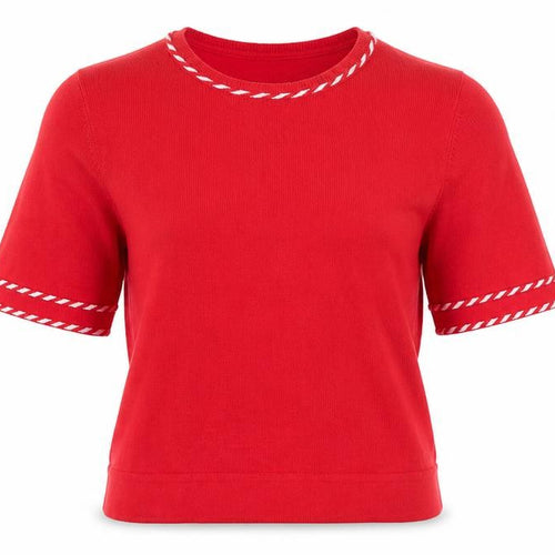 Bonmarché Womens Red Round Neck Cotton Pullover Jumper Size M