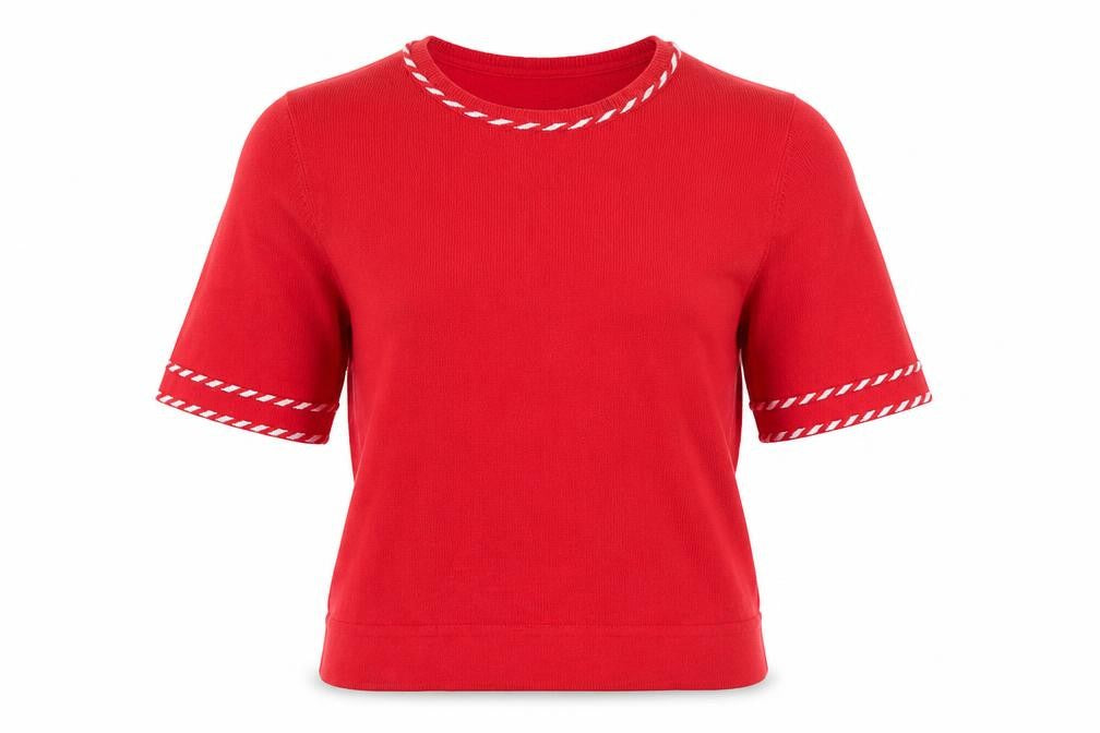 Bonmarché Womens Red Round Neck Cotton Pullover Jumper Size M