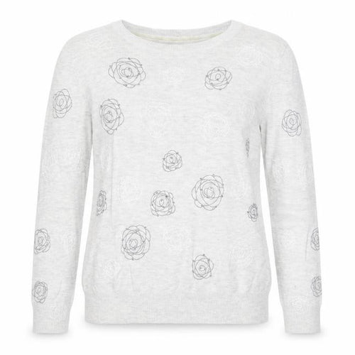 RJR.John Rocha Womens Grey Round Neck Geometric Viscose Pullover Jumper Size 10