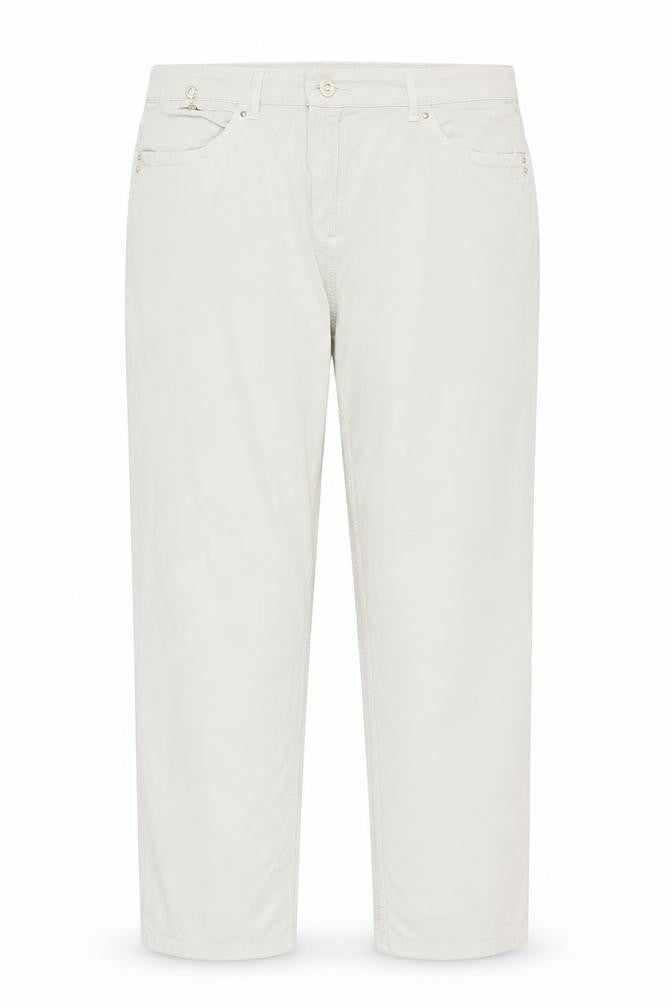 Front view of ZERRES women’s beige polyester trousers, size UK 36, in regular zip