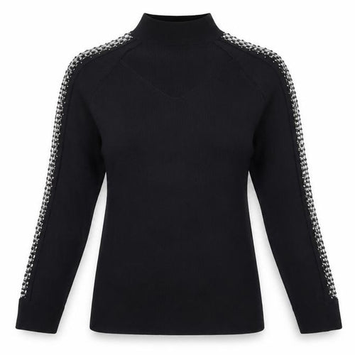Claudia C Womens Black Mock Neck Viscose Pullover Jumper Size S