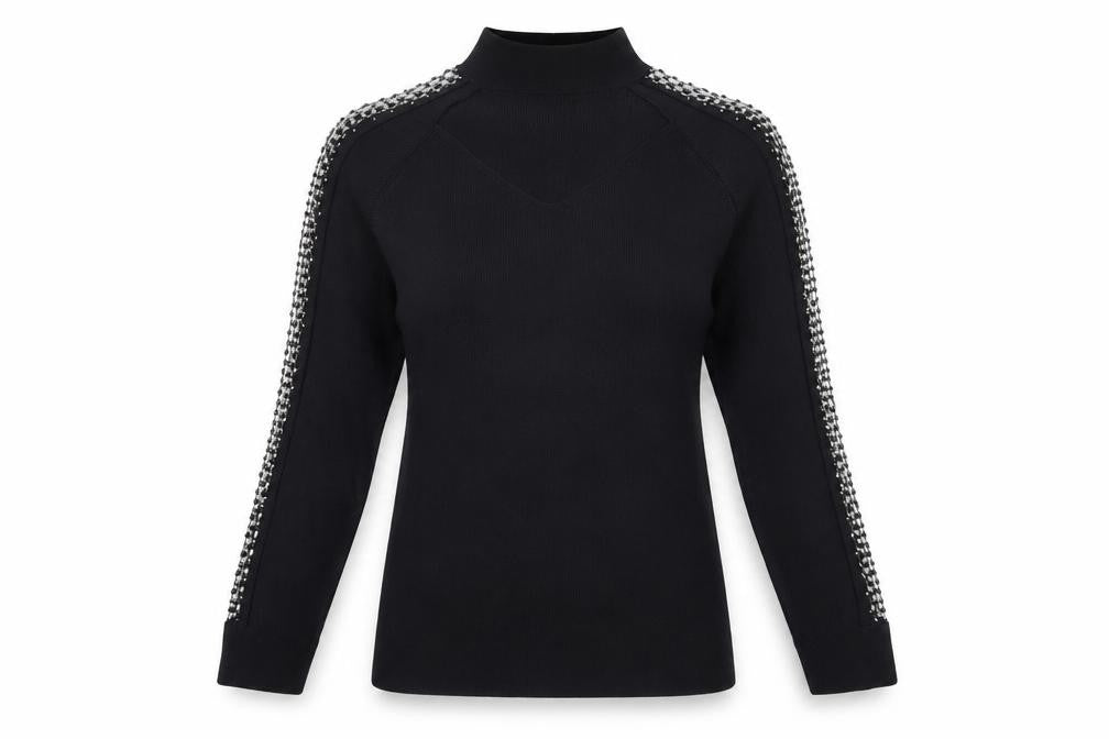 Claudia C Womens Black Mock Neck Viscose Pullover Jumper Size S