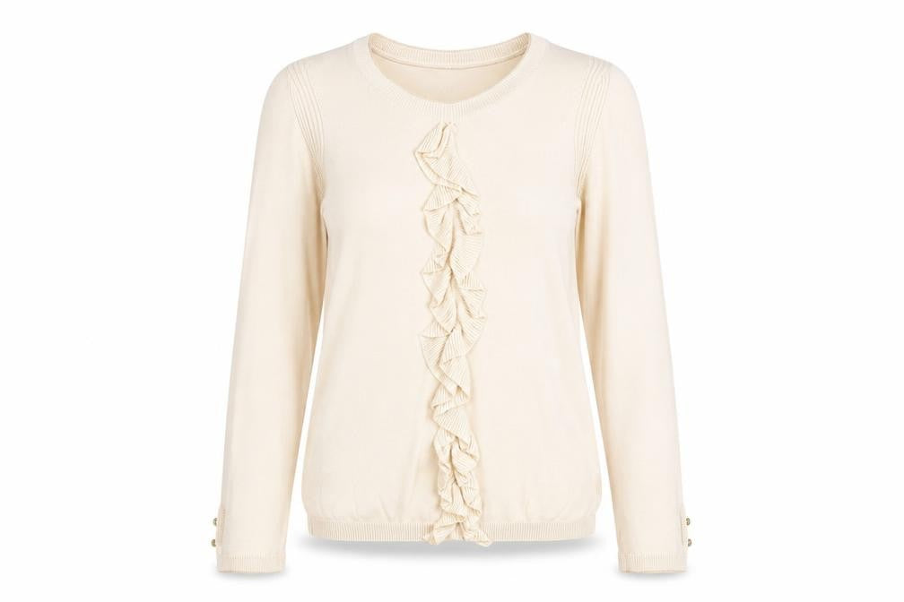 NAF NAF Womens Beige Round Neck Polyester Pullover Jumper Size S