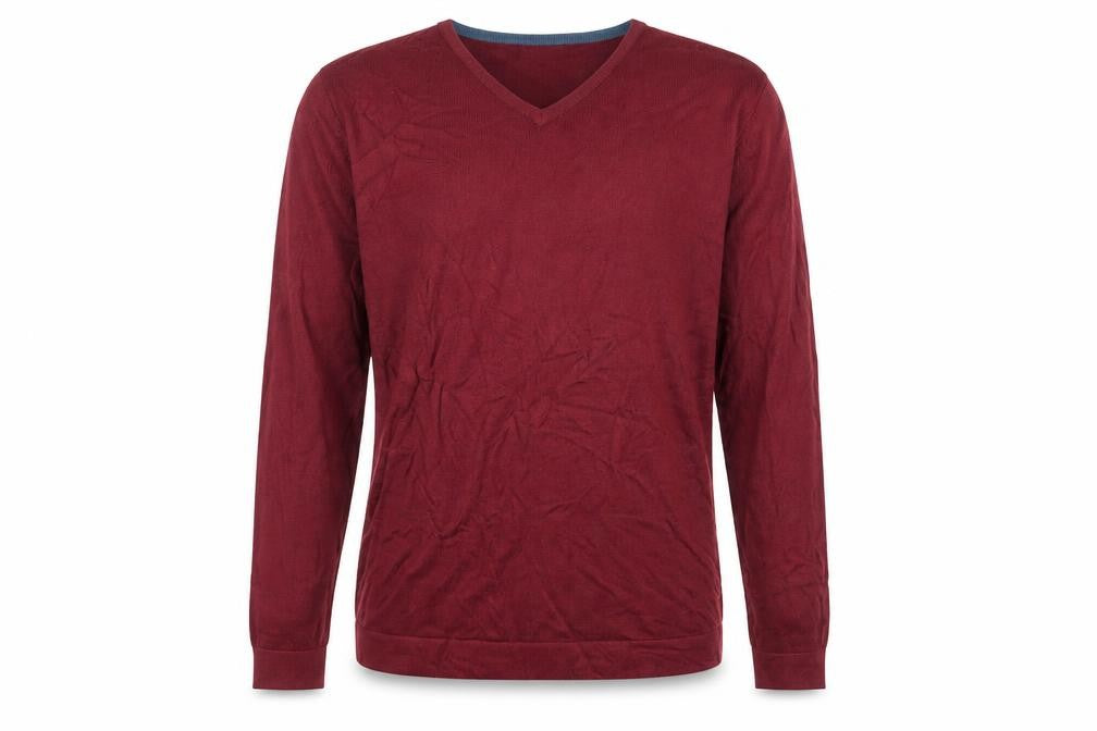 West Rock Mens Red V-Neck Acrylic Pullover Jumper Size S Long Sleeve