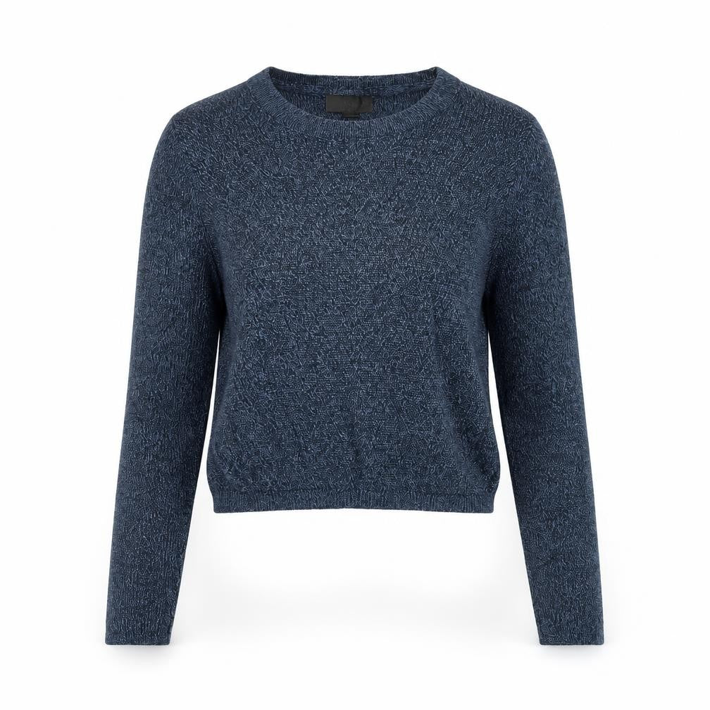 Front view of Topshop women’s green round neck polyester jumper, size UK 12